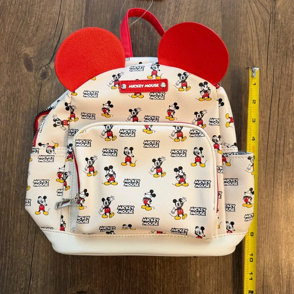 Disney Mickey Mouse Mini Backpack Kids White Red‎ 3D Ears Theme Park Character